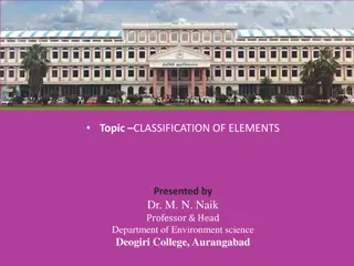 The Classification of Elements in the Periodic Table