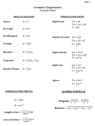 Geometry: Lateral Area, Total Area, and Volume of Right Prisms