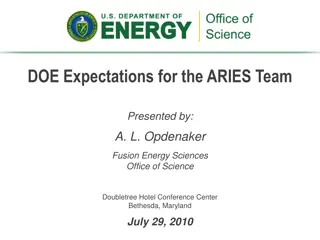 DOE Expectations for ARIES Team Meeting Summary