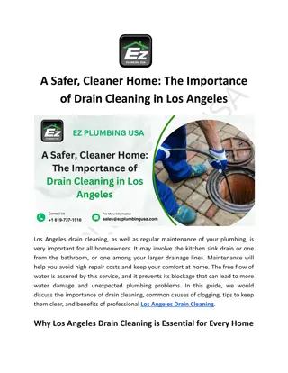 A Safer, Cleaner Home_ The Importance of Drain Cleaning in Los Angeles