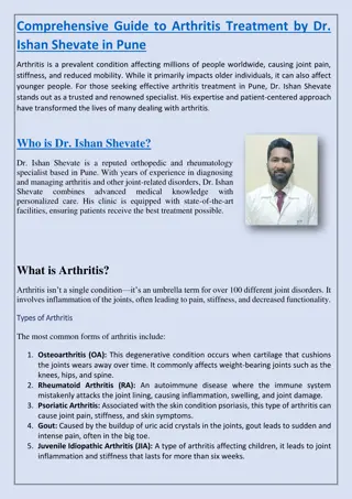 Arthritis Treatment in Baner, Pune  Dr. Ishan Shevate