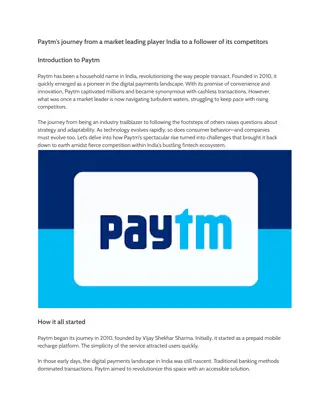 Paytm's journey from a market leading player India to a follower of its competitors