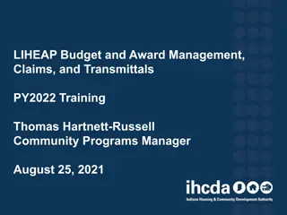 LIHEAP Budget and Award Management Training Overview