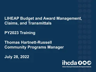 LIHEAP Budget and Award Management Training Overview