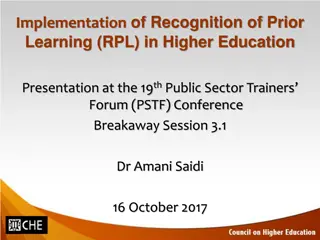 Overview of Recognition of Prior Learning (RPL) in Higher Education