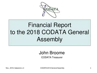 Financial Report Summary to 2018 CODATA General Assembly