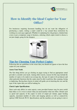 How to Identify the Ideal Copier for Your Office?