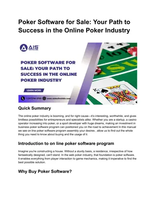 Poker Software for Sale_ Your Path to Success in the Online Poker Industry