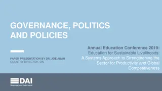 Education for Sustainable Livelihoods: Strengthening Governance, Politics, and Policies