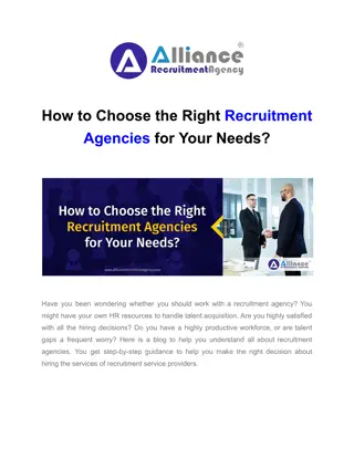 How to Choose the Right Recruitment Agencies for Your Needs