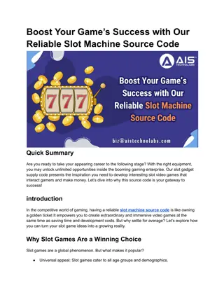 Boost Your Game’s Success with Our Reliable Slot Machine Source Code