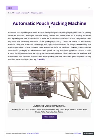 Automatic Pouch Packing machine Supplier in India