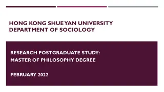 Master of Philosophy in Sociology Program at Hong Kong Shue Yan University