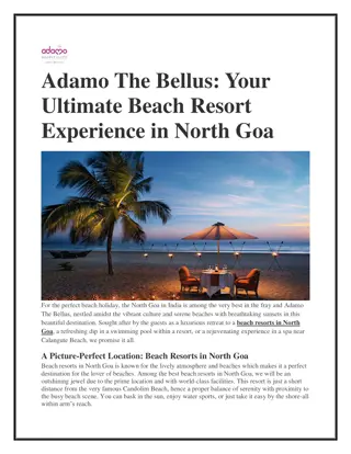 Adamo The Bellus Your Ultimate Beach Resort Experience in North Goa