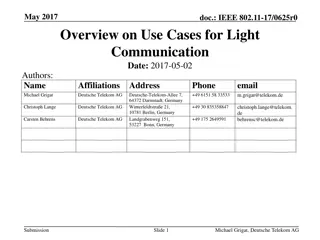 Overview of Use Cases for Light Communication in IEEE 802.11-17/0625r0