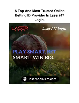 A Top And Most Trusted Online Betting ID Provider Is Laser247 Login