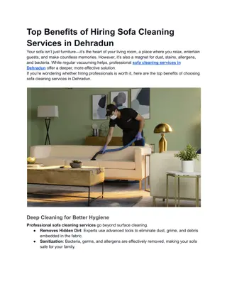 Top Benefits of Hiring Sofa Cleaning Services in Dehradun