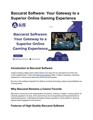 Baccarat Software_ Your Gateway to a Superior Online Gaming Experience