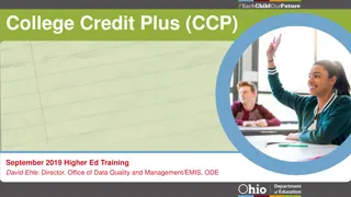 Understanding College Credit Plus (CCP) Higher Education Training in September 2019