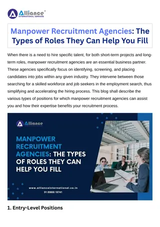 Manpower Recruitment Agencies The Types of Roles They Can Help You Fill