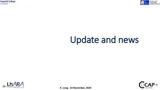 Update and News Summary: 
Discussing progress in various projects, including ITRF and LhARA, with plans for bridging strategy and engagement with MRC initiatives. Publications on the Laser-hybrid Accelerator for Radiobiological Applications and colla