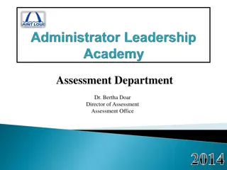 Assessment Department Overview and Changes for FY15