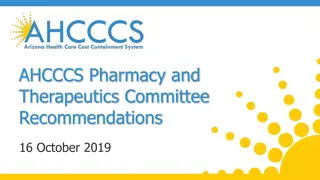 AHCCCS Pharmacy and Therapeutics Committee Recommendations - Oct. 2019