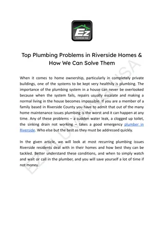 Top Plumbing Problems in Riverside Homes & How We Can Solve Them