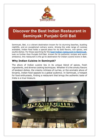 Discover the Best Indian Restaurant in Seminyak