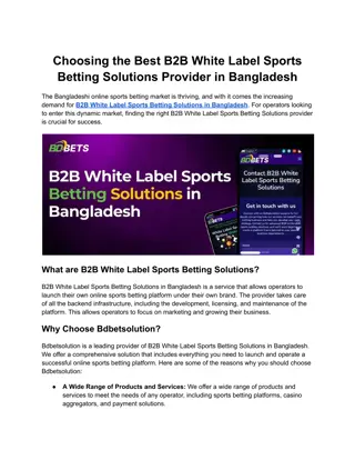 B2B White Label Sports Betting Solutions in Bangladesh