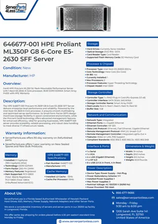 646677-001 HPE Proliant ML350P G8 6-Core E5-2630 SFF Server