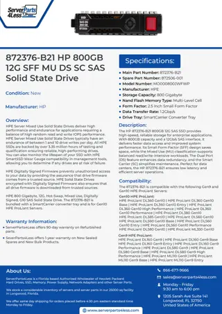 872376-B21 HP 800GB 12G SFF MU DS SC SAS Solid State Drive