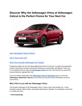 Discover Why the Volkswagen Virtus at Volkswagen Calicut is the Perfect Choice for Your Next Car