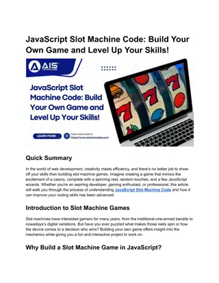 JavaScript Slot Machine Code_ Build Your Own Game and Level Up Your Skills