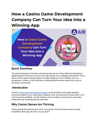 How a Casino Game Development Company Can Turn Your Idea into a Winning App