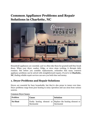 Common Appliance Problems and Repair Solutions in Charlotte, NC