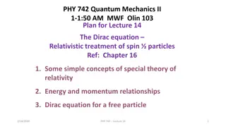 Relativistic Treatment of Spin Particles: Dirac Equation & Special Relativity