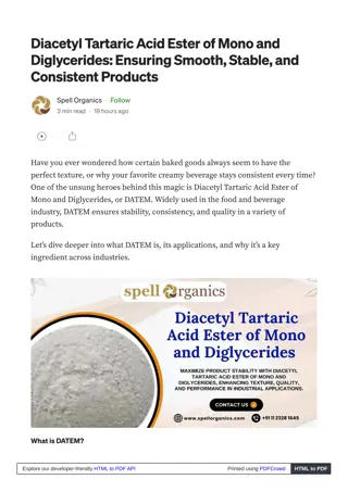 Diacetyl Tartaric Acid Ester of Mono and Diglycerides- for Industrial Use