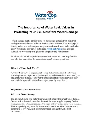 The Importance of Water Leak Valves in Protecting Your Business from Water Damage