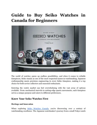 Guide to Buy Seiko Watches in Canada for Beginners