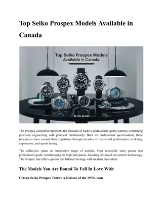 Top Seiko Prospex Models Available in Canada