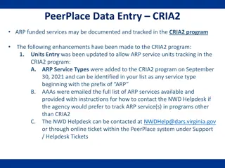 Enhancements to CRIA2 Program for Tracking ARP Funded Services