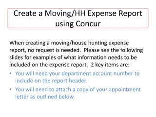 Guide to Creating Moving/House Hunting Expense Report Using Concur