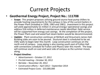 Campus Geothermal Energy and Building Projects Update