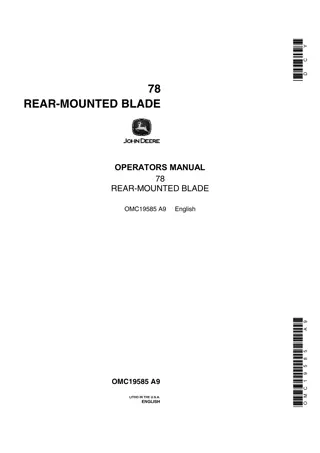 John Deere 78 Rear-Mounted Blade Operator’s Manual Instant Download (Publication No.OMC19585)