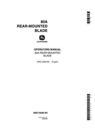 John Deere 80A Rear-Mounted Blade Operator’s Manual Instant Download (Publication No.OMC19589)