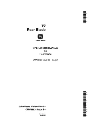 John Deere 95 Rear Blade Operator’s Manual Instant Download (Publication No.OMW38928)