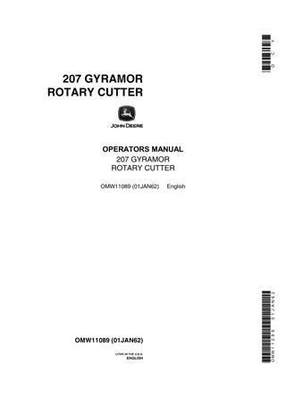 John Deere 207 Gyramor Rotary Cutter Operator’s Manual Instant Download (Publication No.OMW11089)