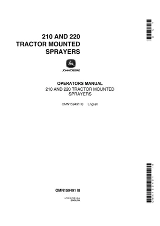 John Deere 210 and 220 Tractor Mounted Sprayers Operator’s Manual Instant Download (Publication No.OMN159491)