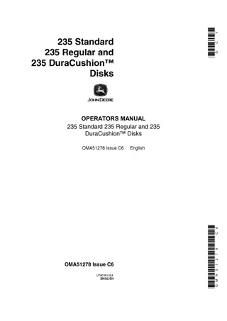 John Deere 235 Standard 235 Regular and 235 DuraCushion™ Disks Operator’s Manual Instant Download (Publication No.OMA51278)